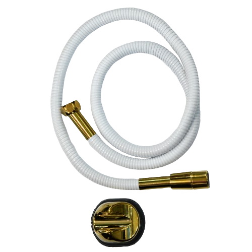 شلنگ توالت برنجی لوکس سفید طلایی